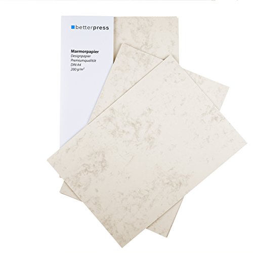 Betterpress Marmorpapier A4 chamois 200g 50 Blatt