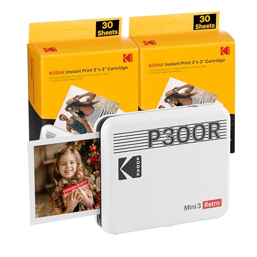 Kodak Mini 3 Retro Fotodrucker 4PASS mit 60 Blatt, weiß