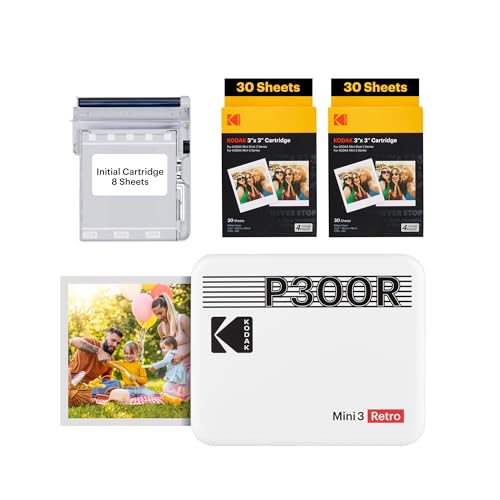 Kodak Mini 3 Retro Fotodrucker 4PASS mit 60 Blatt, weiß