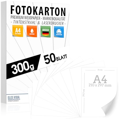 Eles Vida Bastelkarton A4 300g/m² Weiß 50 Blatt